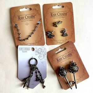NEW NOS Raw Charm jewelry making items lot of 4 packs
